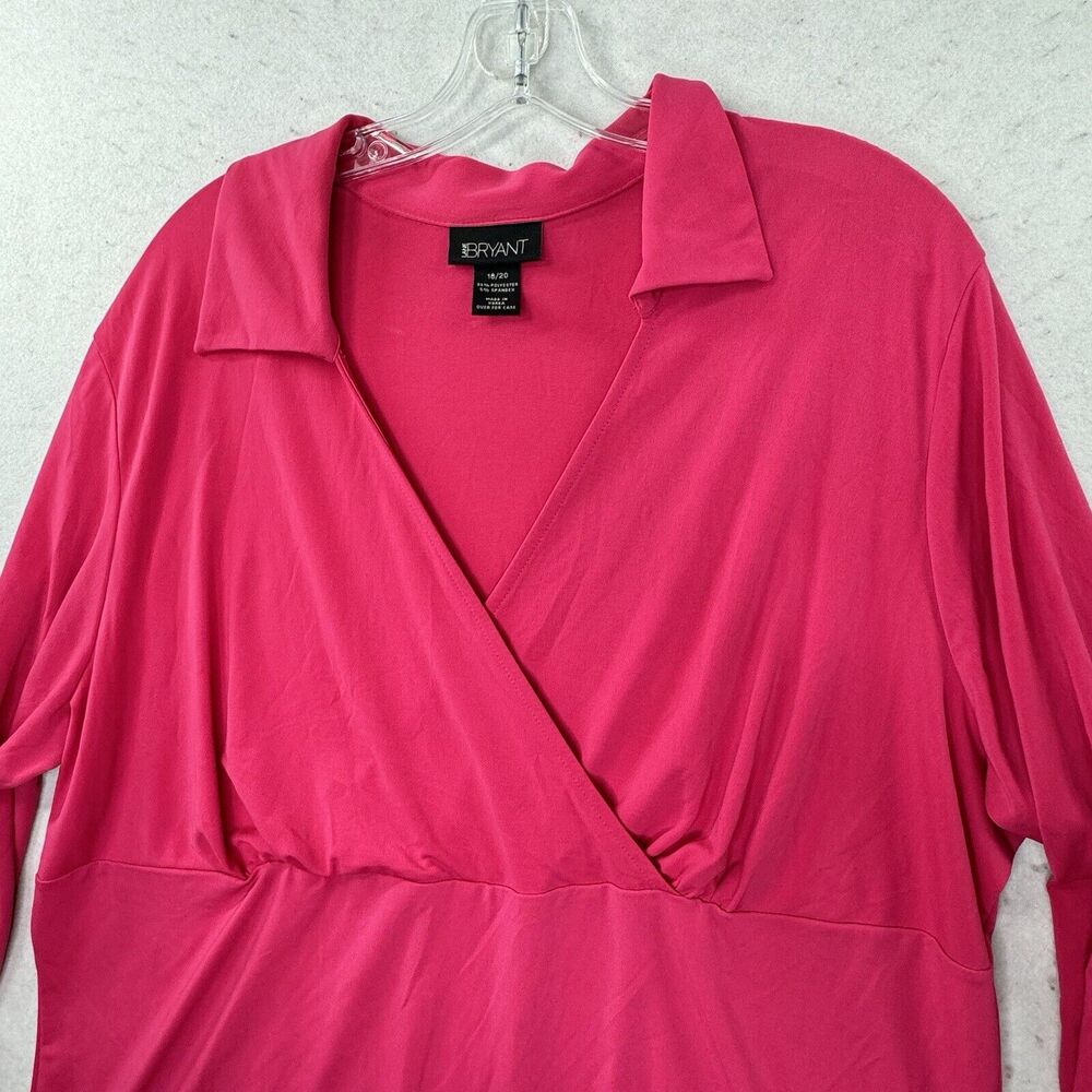 Lane Bryant 18/20 Babydoll Top Women’s Plus Size 1X Pink LS Stretch Blouse - Picture 10 of 11